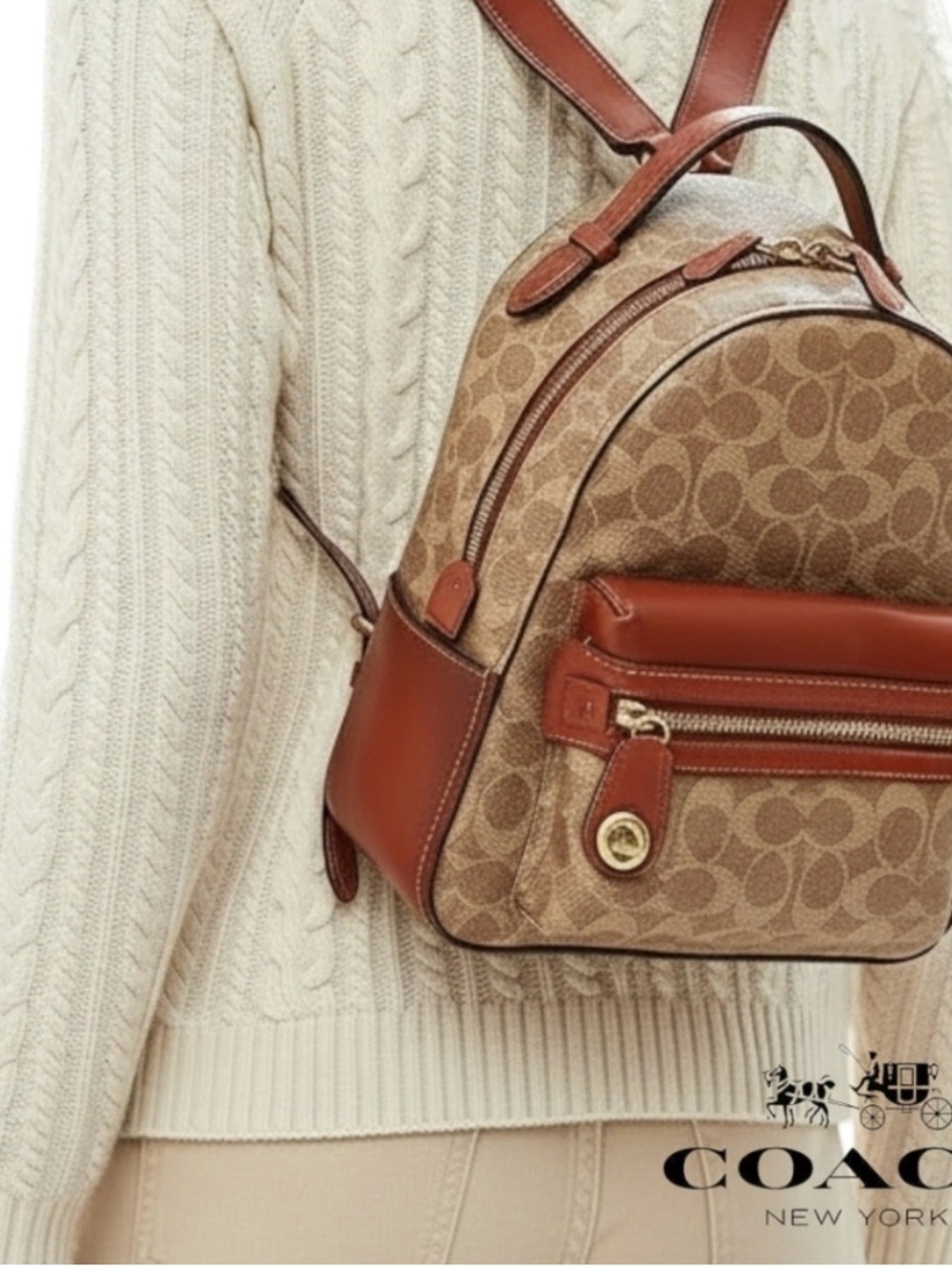 Coach Campus Backpack 23 In Signature Coated Canvas& Refined Calf Leather